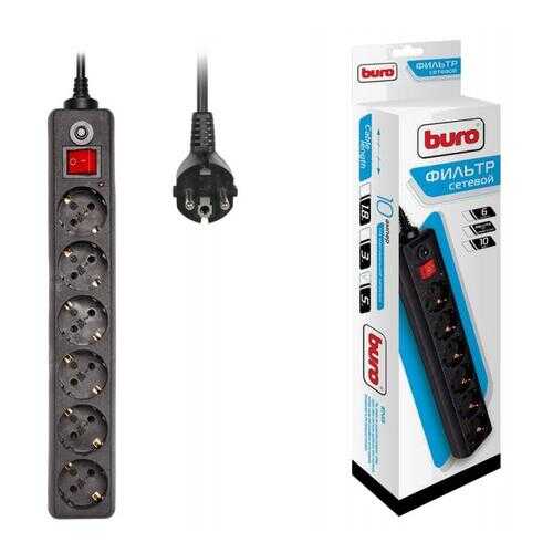 Сетевой фильтр BURO 600SH-5-B, 6 розеток, 5 м, Black в Телемакс