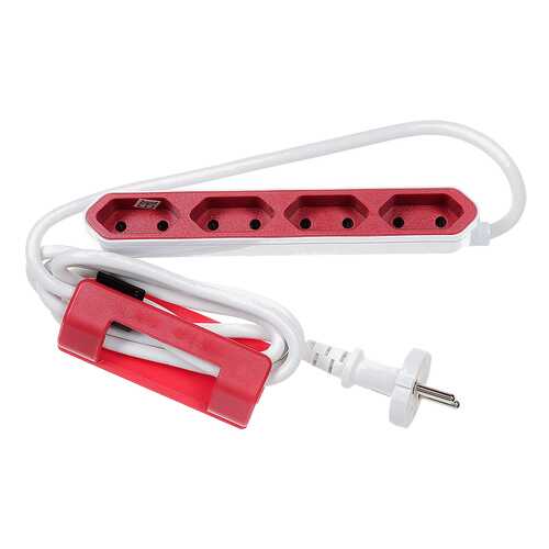Удлинитель Allocacoc 9101/PB4SEU, 4 розетки, 1,5 м, White/Red в Телемакс