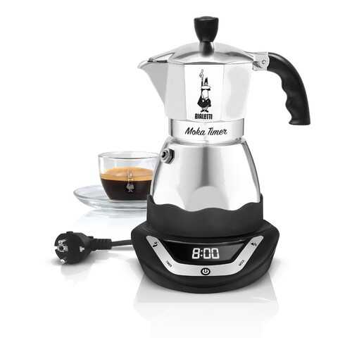 Гейзерная кофеварка Bialetti Moka Timer 6 Silver в Телемакс