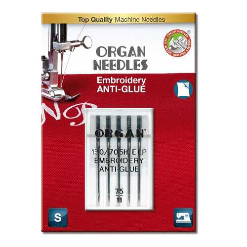 Иглы Organ вышивальные Anti-Glue 5/75 Blister в Телемакс