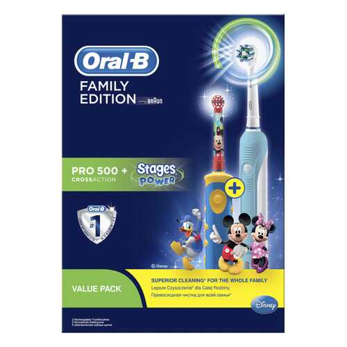 Электрическая зубная щетка Braun Oral-B Pro 500 CrossAction+Stages Power Микки в Телемакс